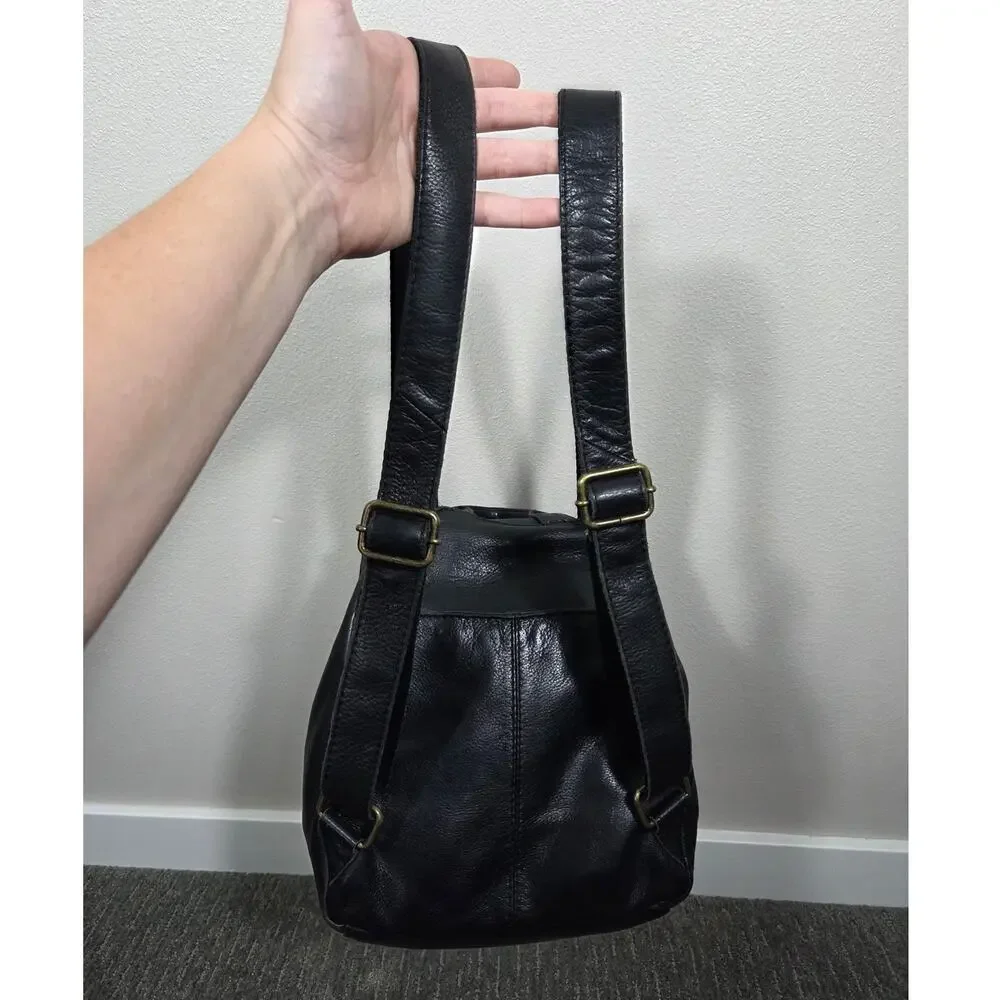 American Leather Co Black Leather Backpack Purse